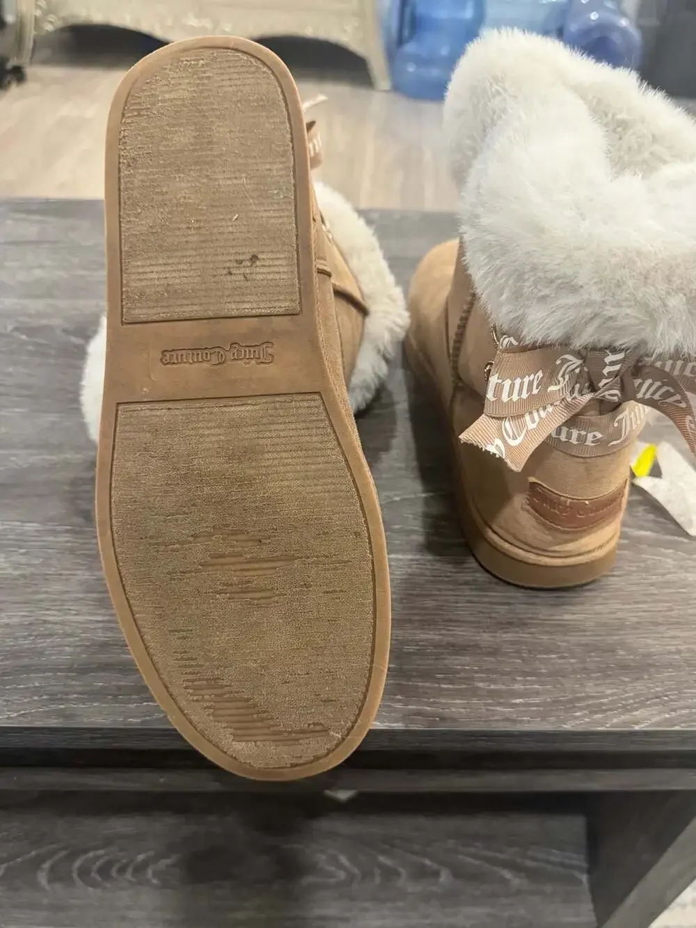 Juicy Couture Faux Fur Ankle Boots Chestnut Brown